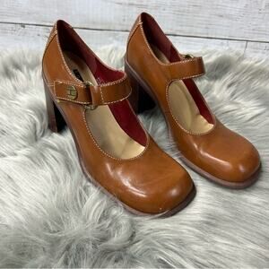 Vintage 90s Tommy Hilfiger Brown Mary Jane Platform Clog Heel Pumps Size 6